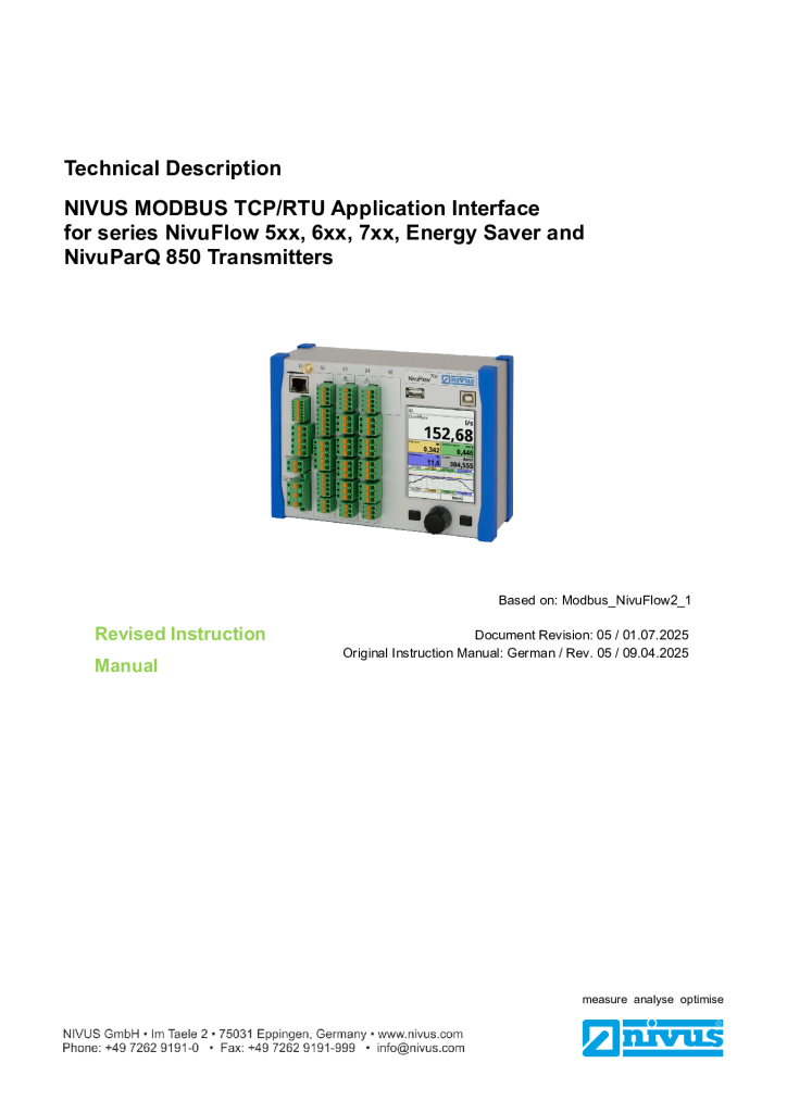 Technical Instructions | “NIVUS Modbus TCP/RTU” (Rev. 05)